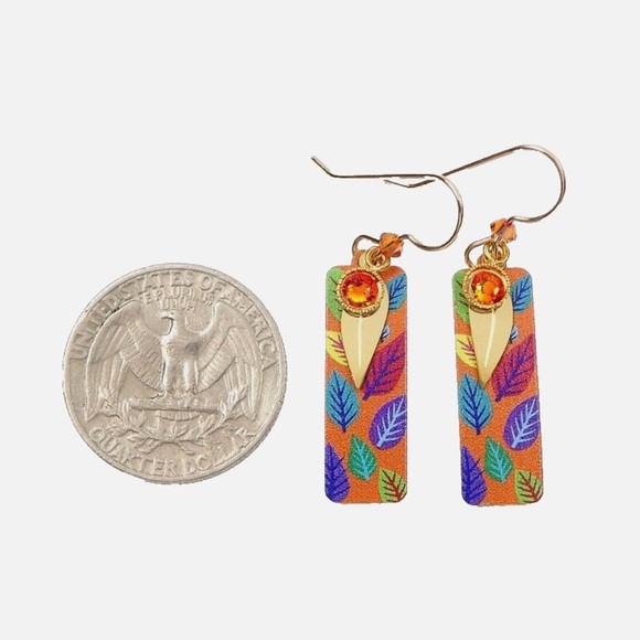 🧡 Adajio Multi-Color Fall Leaves with gold plated Leaf Earrings - Picture 3 of 4